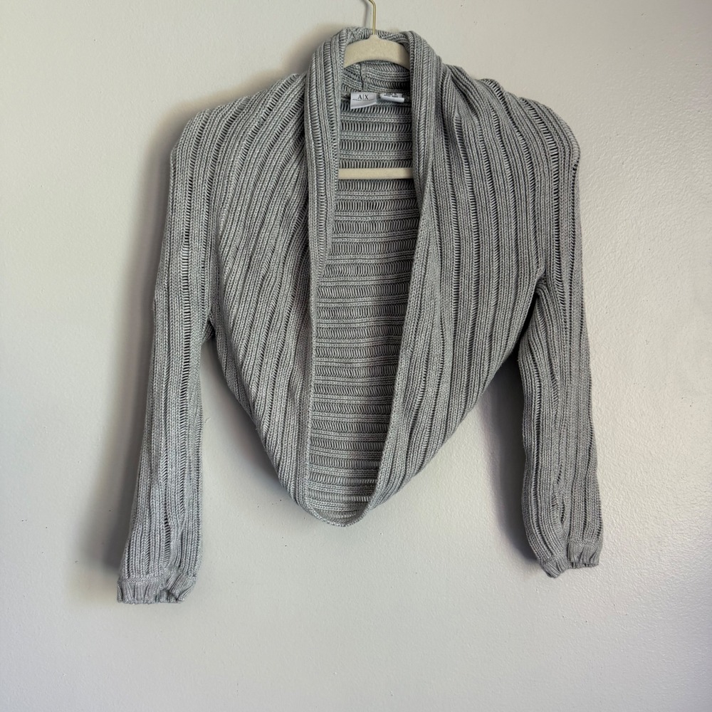Y2K Armani Exchange Gray Knit Shrug Cocoon Cardigan Sweater XS/S Lyocell Cotton - Picture 1 of 3